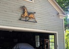 Outside Barn wall weathervane install, Art Installation, weathervane mount, weathervane display, weathervane base